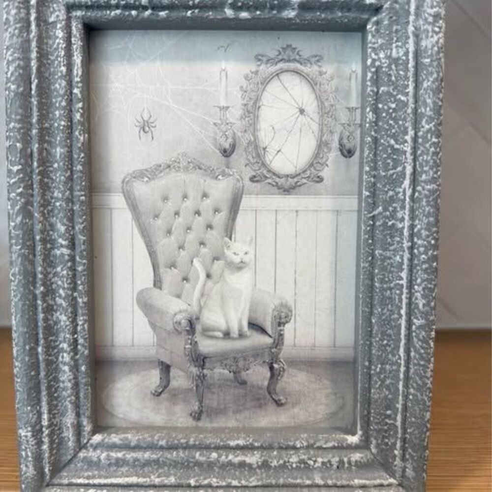 Gothic Victorian Halloween Haunted Forest Ghostly Spooky Cat Frame Decor